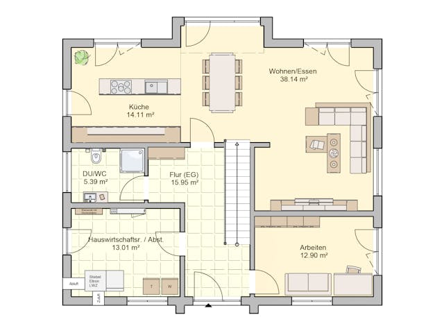 Fertighaus Musterhaus Erlangen von Fingerhut Haus Schlüsselfertig ab 548910€, Satteldach-Klassiker Grundriss 1