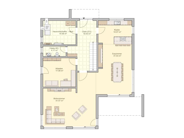 Fertighaus Matene von Fingerhut Haus Schlüsselfertig ab 652683€, Stadtvilla Grundriss 1