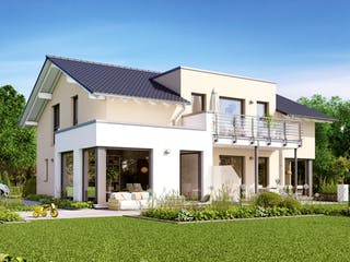 Fertighaus SOLUTION 230 V5 von Living Fertighaus Schlüsselfertig ab 538329€, Satteldach-Klassiker Außenansicht 1