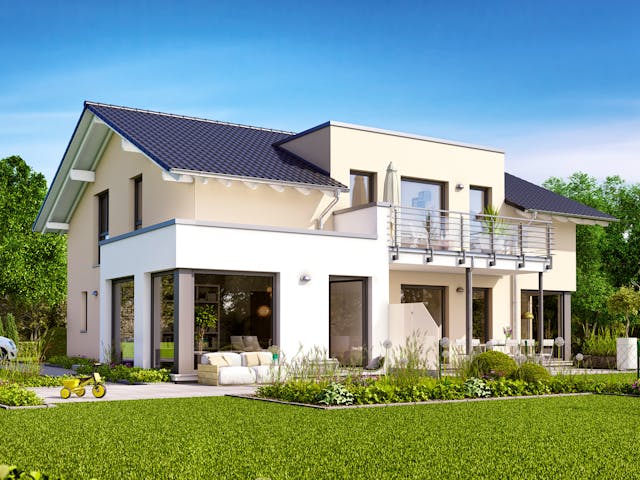 Fertighaus SOLUTION 230 V5 von Living Fertighaus Schlüsselfertig ab 655971€, Satteldach-Klassiker Außenansicht 1 Fertighaus SOLUTION 230 V5 von Living Fertighaus Schlüsselfertig ab 655971€, Satteldach-Klassiker Außenansicht 1