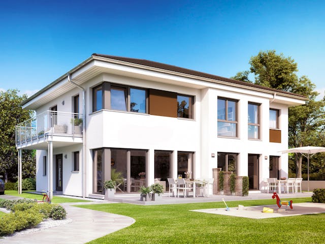 Fertighaus SOLUTION 230 V6 von Living Fertighaus Schlüsselfertig ab 665654€, Stadtvilla Außenansicht 1