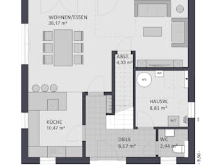 Massivhaus Entwurf CL143 von FAVORIT Massivhaus, Stadtvilla Grundriss 1