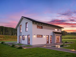 Fertighaus White&Black 160 von WHITE&BLACK Fertighäuser Schlüsselfertig ab 358126€, Satteldach-Klassiker Außenansicht 2