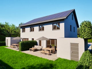 Massivhaus Entwurf FI110 von FAVORIT Massivhaus, Satteldach-Klassiker Außenansicht 8