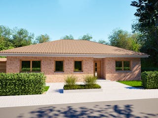 Massivhaus Entwurf CH122 von FAVORIT Massivhaus, Bungalow Außenansicht 4