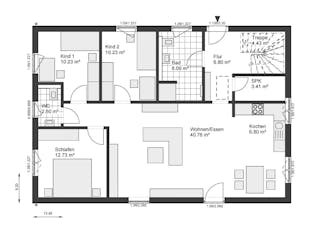 Fertighaus White&Black Bungalow 105 von WHITE&BLACK Fertighäuser Ausbauhaus ab 164253€, Bungalow Grundriss 2