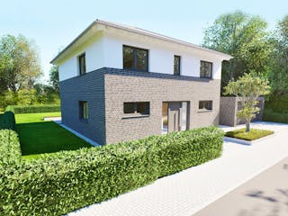 Massivhaus Entwurf CL148 von FAVORIT Massivhaus, Stadtvilla Außenansicht 2
