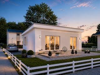 Massivhaus Minimassiv-Haus Hiddensee von ROTH MASSIVHAUS Schlüsselfertig ab 210000€, Bungalow Außenansicht 1