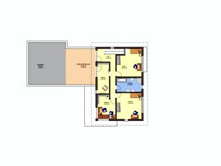 Fertighaus Adamello von Büdenbender Hausbau, Pultdachhaus Grundriss 1