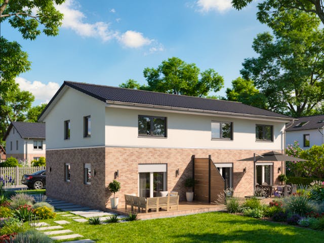 Massivhaus Haus Rostock (2 WE) von ROTH MASSIVHAUS Schlüsselfertig ab 599800€, Satteldach-Klassiker Außenansicht 1