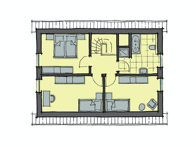 Fertighaus Akazienallee von GUSSEK HAUS Schlüsselfertig ab 314700€, Satteldach-Klassiker Grundriss 2