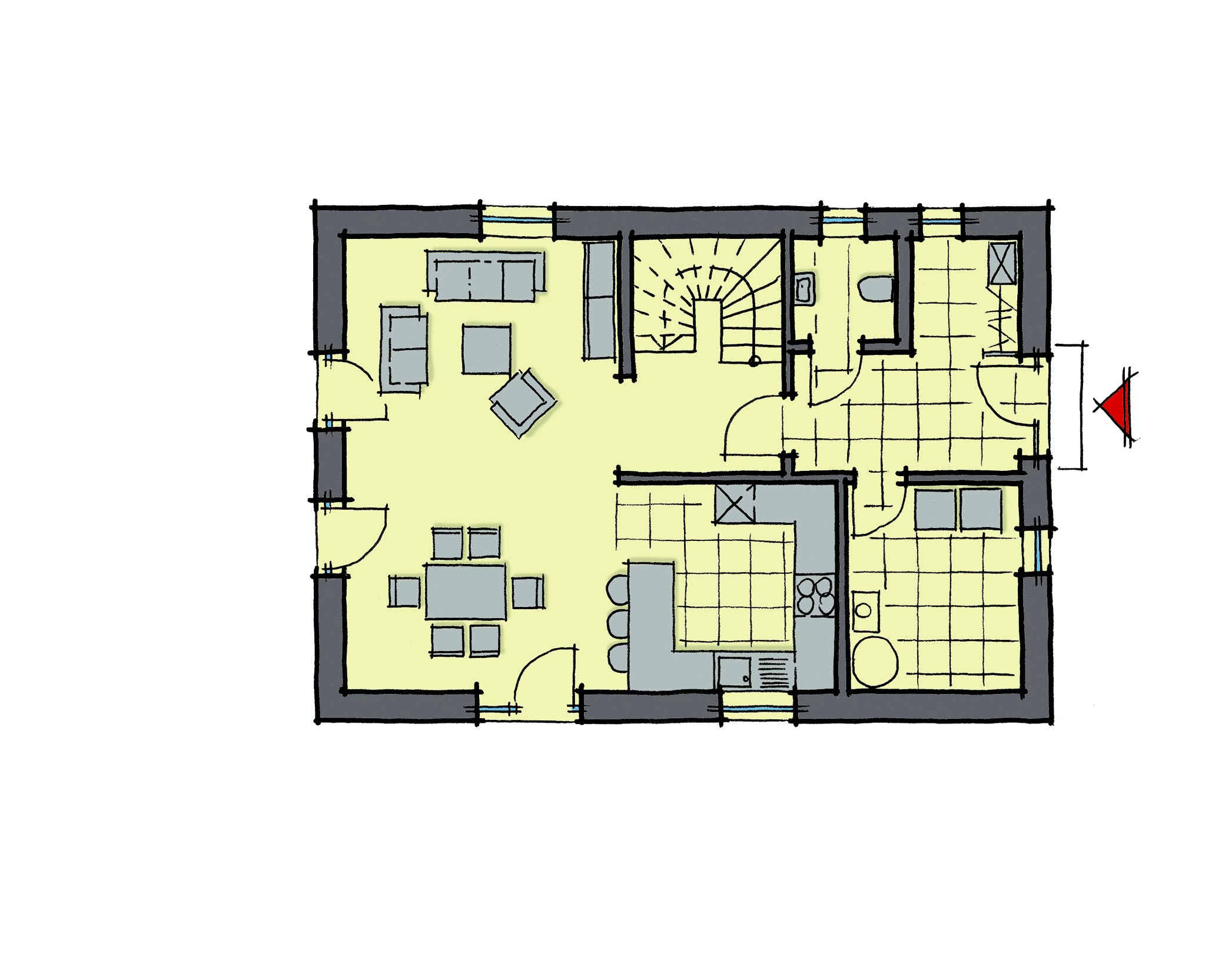Fertighaus Akazienallee von GUSSEK HAUS Schlüsselfertig ab 314700€, Satteldach-Klassiker Grundriss 1