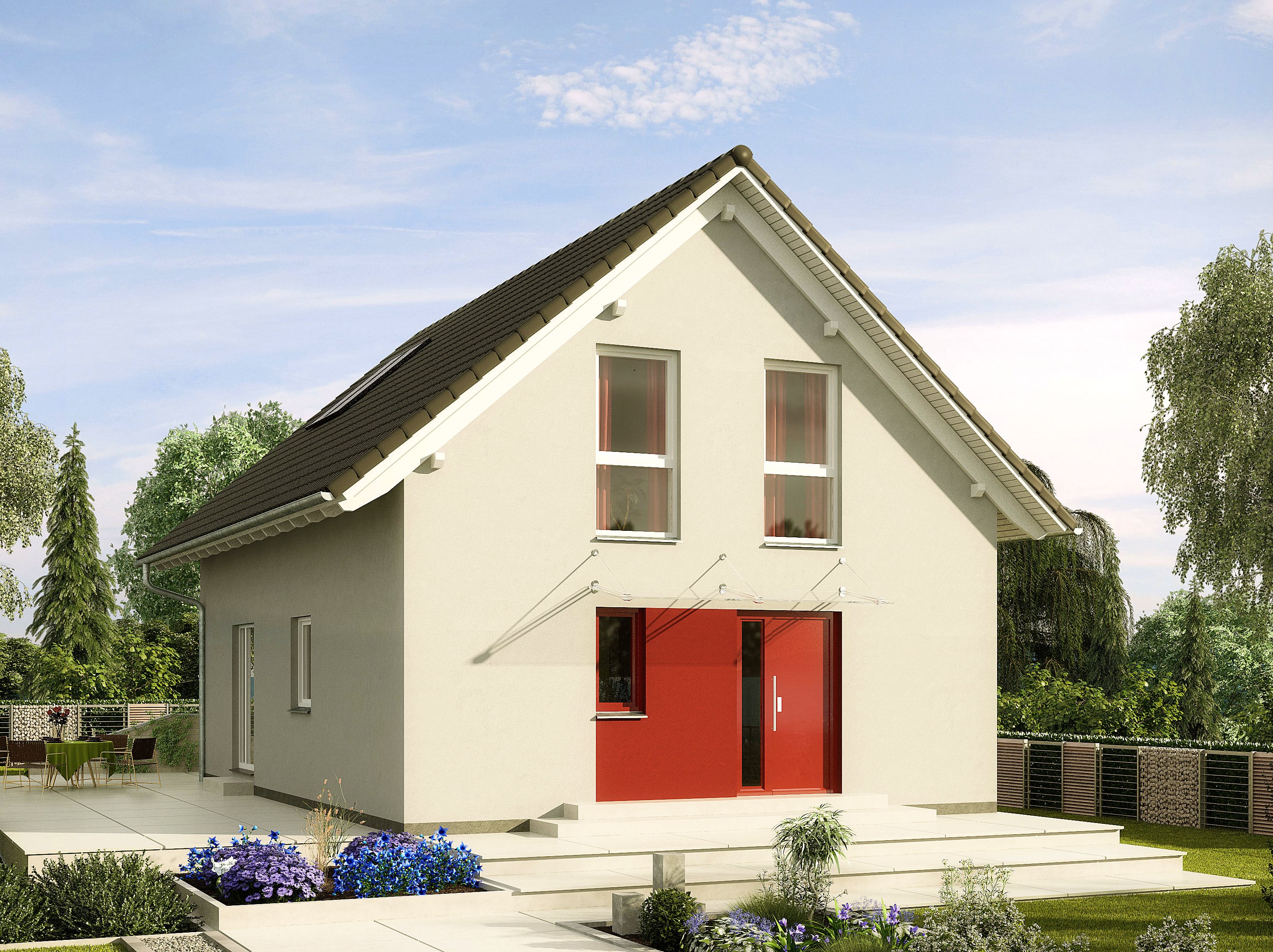 Fertighaus Akazienallee von GUSSEK HAUS Schlüsselfertig ab 314700€, Satteldach-Klassiker Außenansicht 1