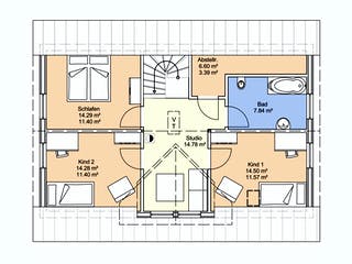 Fertighaus Axel von AKOST Holzhäuser, Satteldach-Klassiker Grundriss 2