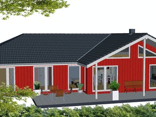 Fertighaus Nordfjord von AKOST Holzhäuser, Bungalow Außenansicht 2