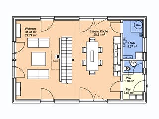 Fertighaus Sognefjord von AKOST Holzhäuser, Satteldach-Klassiker Grundriss 1