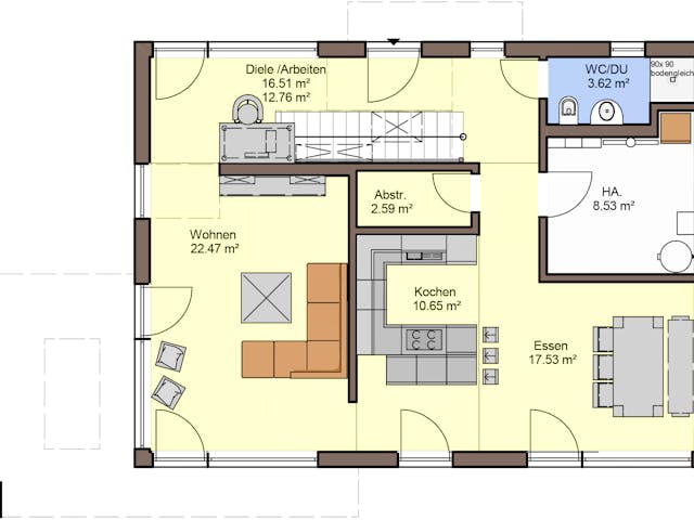 Fertighaus Akzento von Büdenbender Hausbau Schlüsselfertig ab 543000€, Cubushaus Grundriss 1