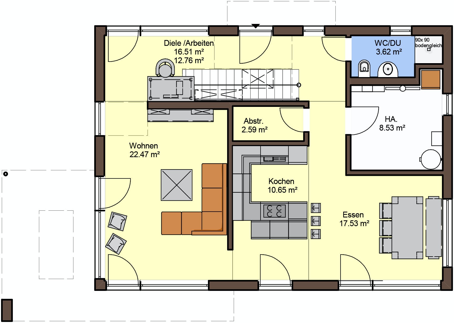 Fertighaus Akzento von Büdenbender Hausbau, Cubushaus Grundriss 1