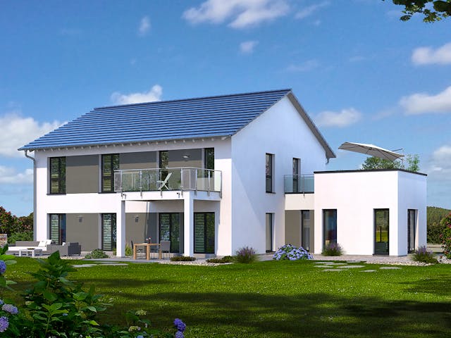 Fertighaus Generation 5 V2 von allkauf haus, Satteldach-Klassiker Außenansicht 1