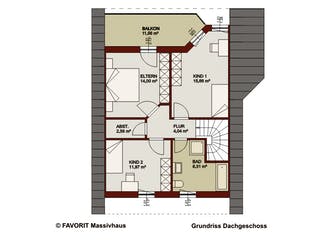 Massivhaus Alpenland 132 von FAVORIT Massivhaus Schlüsselfertig ab 325030€, Satteldach-Klassiker Grundriss 2
