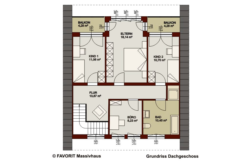 Massivhaus Alpenland 160 von Favorit Massivhaus Schlüsselfertig ab 399880€, Satteldach-Klassiker Grundriss 2