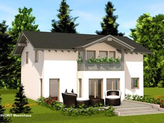 Massivhaus Alpenland 174 von FAVORIT Massivhaus Schlüsselfertig ab 409560€, Satteldach-Klassiker Außenansicht 1