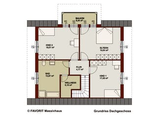 Massivhaus Alpenland 174 von FAVORIT Massivhaus Schlüsselfertig ab 409560€, Satteldach-Klassiker Grundriss 2