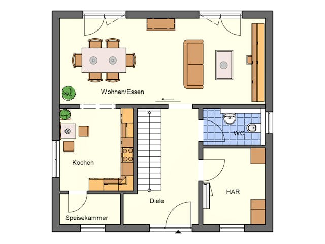 Massivhaus Villa 125 von AMB Massivhaus, Stadtvilla Grundriss 1