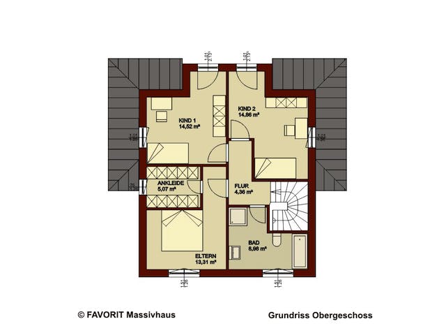 Massivhaus Ambiente 135 von FAVORIT Massivhaus Schlüsselfertig ab 370470€, Stadtvilla Grundriss 2
