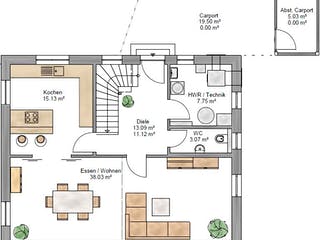 Fertighaus Ambiente 149 von Suckfüll Energiesparhaus Schlüsselfertig ab 400613€, Satteldach-Klassiker Grundriss 1
