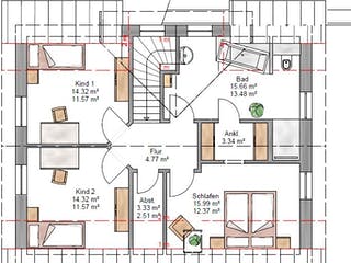 Fertighaus Ambiente 149 von Suckfüll Energiesparhaus Schlüsselfertig ab 400613€, Satteldach-Klassiker Grundriss 2