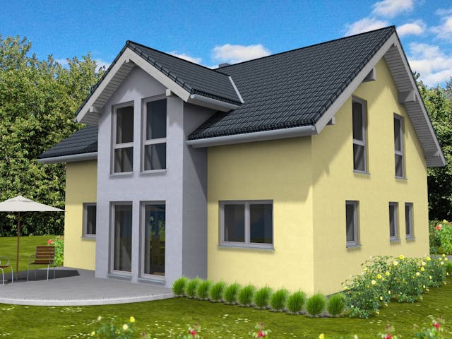 Fertighaus Ambiente 150 von Suckfüll Energiesparhaus Schlüsselfertig ab 412763€, Satteldach-Klassiker Außenansicht 1