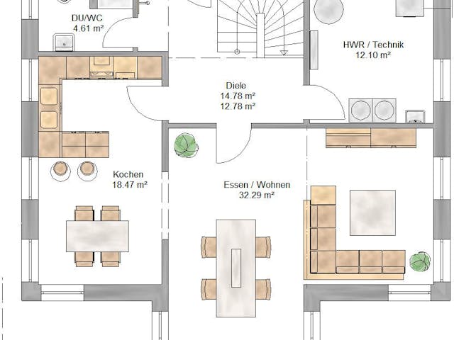 Fertighaus Ambiente 156 von Suckfüll Energiesparhaus Schlüsselfertig ab 430088€, Satteldach-Klassiker Grundriss 1