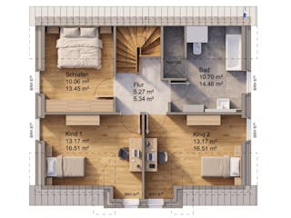 Massivhaus Friesengiebel 136 von AMR-Wohnbau Schlüsselfertig ab 317000€, Satteldach-Klassiker Grundriss 2