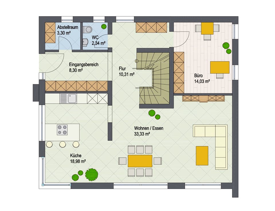 Massivhaus Boston von ARGISOL-Bausysteme Bausatzhaus ab 58390€, Cubushaus Grundriss 1