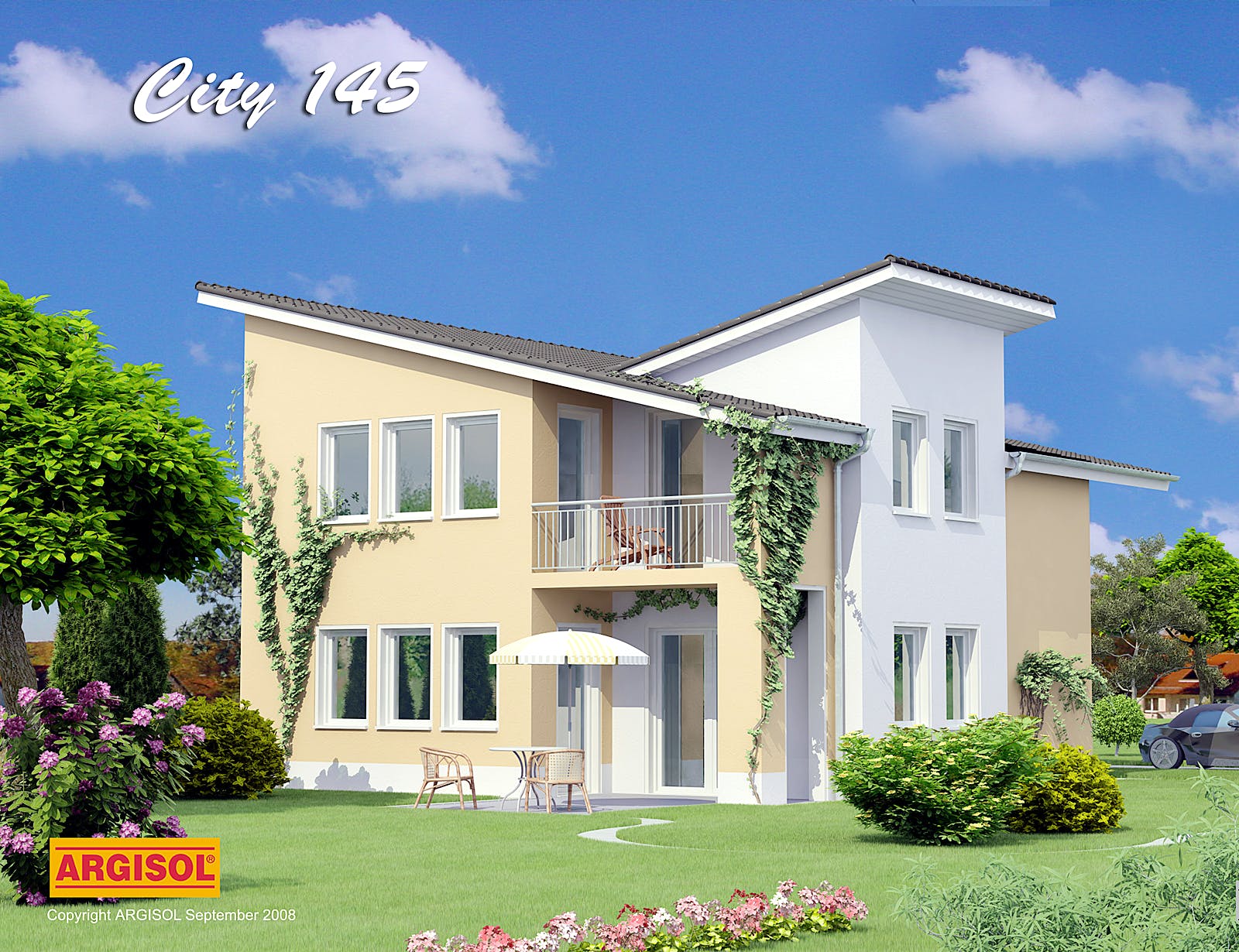 Massivhaus City von ARGISOL-Bausysteme Bausatzhaus ab 44690€, Pultdachhaus Außenansicht 1
