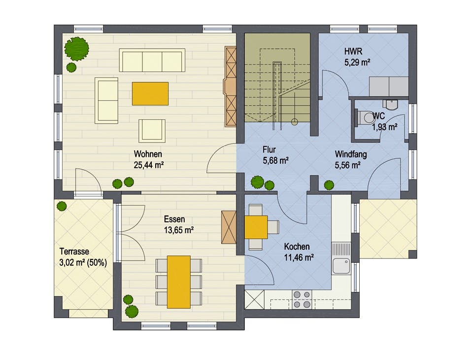 Massivhaus City von ARGISOL-Bausysteme Bausatzhaus ab 44690€, Pultdachhaus Grundriss 1