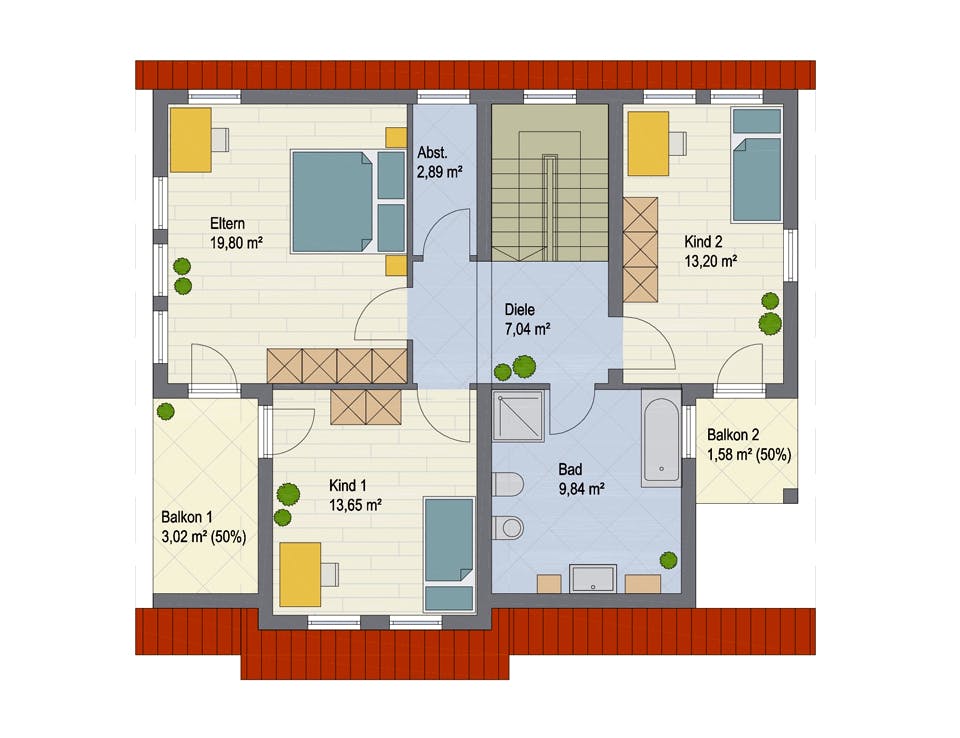 Massivhaus City von ARGISOL-Bausysteme Bausatzhaus ab 44690€, Pultdachhaus Grundriss 2