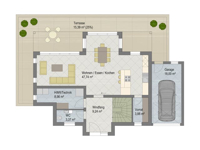 Massivhaus Columbia von ARGISOL-Bausysteme Bausatzhaus ab 52280€, Cubushaus Grundriss 1