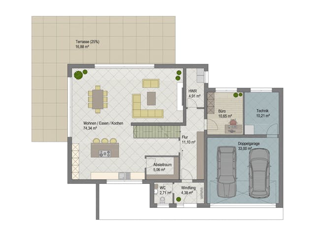 Massivhaus Denver von ARGISOL-Bausysteme Bausatzhaus ab 71820€, Cubushaus Grundriss 1