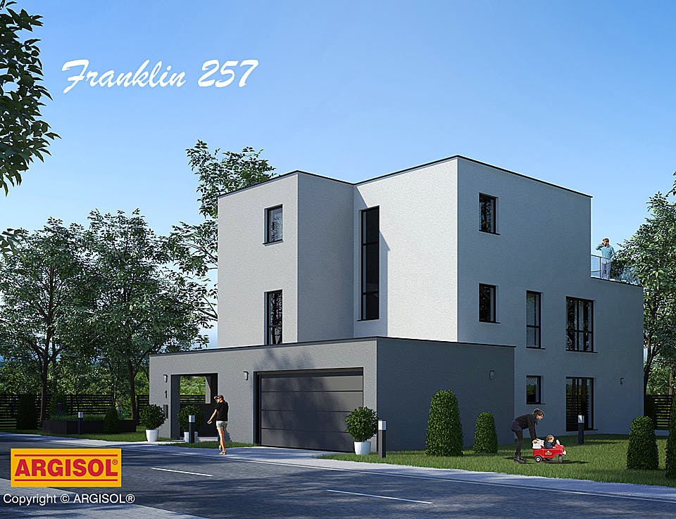 Massivhaus Franklin von ARGISOL-Bausysteme Bausatzhaus ab 91470€, Cubushaus Außenansicht 1