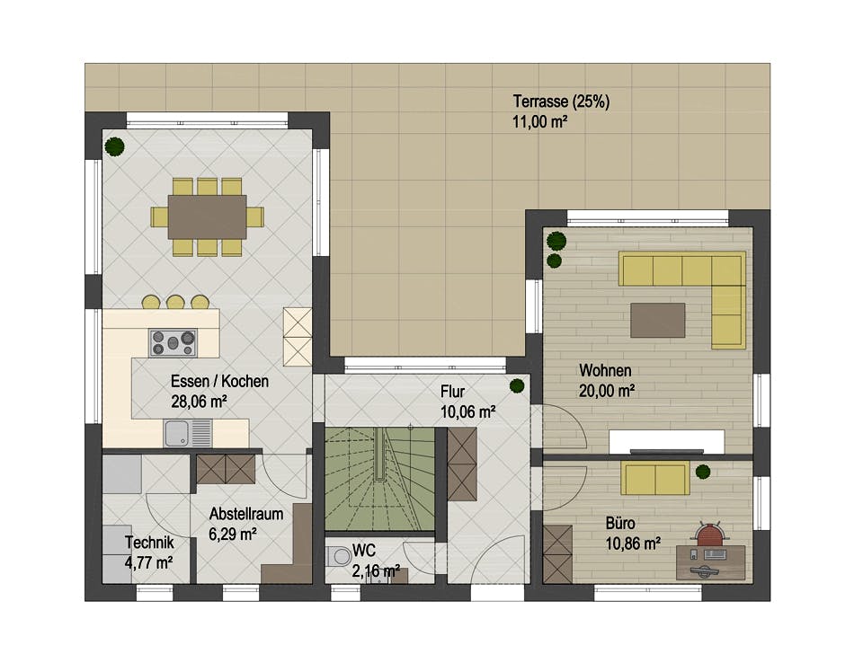 Massivhaus Miami von ARGISOL-Bausysteme Bausatzhaus ab 55880€, Stadtvilla Grundriss 1