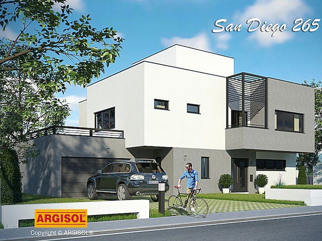 Massivhaus San Diego von ARGISOL-Bausysteme Bausatzhaus ab 86010€, Cubushaus Außenansicht 1