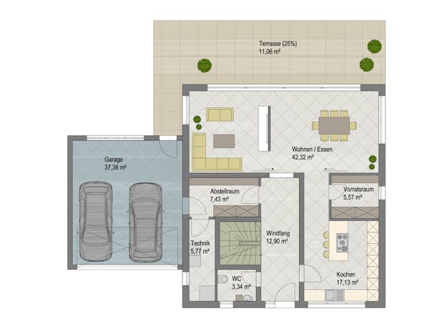 Massivhaus San Diego von ARGISOL-Bausysteme Bausatzhaus ab 86010€, Cubushaus Grundriss 1