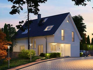 Massivhaus Fortuna von AUREA Massivhaus, Satteldach-Klassiker Außenansicht 2