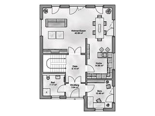 Massivhaus Fortuna von AUREA Massivhaus, Satteldach-Klassiker Grundriss 1