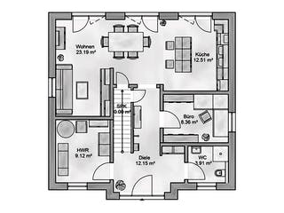 Massivhaus Opus von AUREA Massivhaus, Stadtvilla Grundriss 1