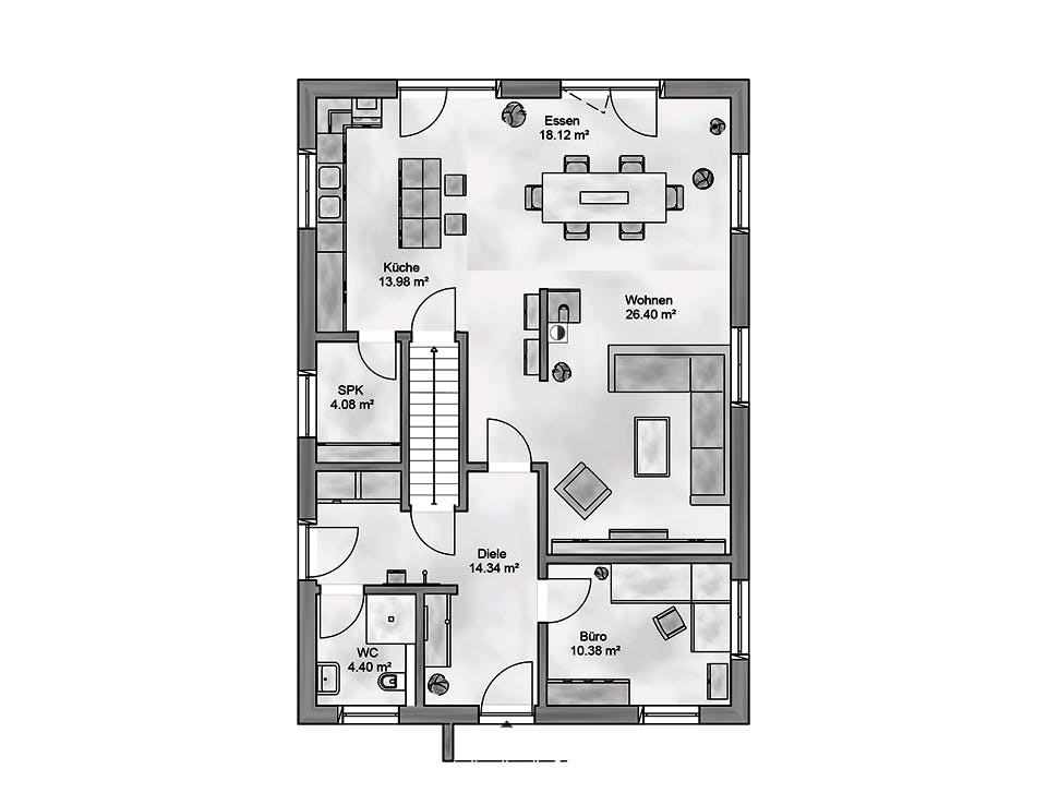 Massivhaus Sella von AUREA Massivhaus, Satteldach-Klassiker Grundriss 1