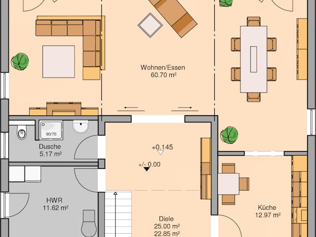 Massivhaus Stadtvilla Aurelio von Kern-Haus Schlüsselfertig ab 574900€, Stadtvilla Grundriss 1