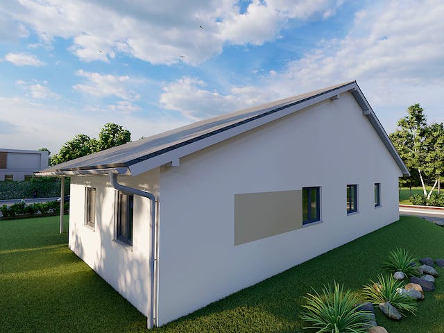 Massivhaus Blaufichte von AVOS Hausbau Schlüsselfertig ab 355250€, Bungalow Außenansicht 3